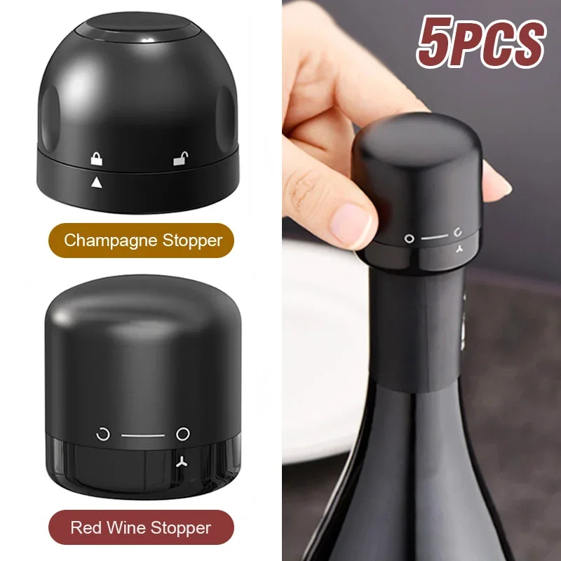 Wine Stopper Vacuum - 1/5 adet vakumlu sızdırmaz şarap şişesi